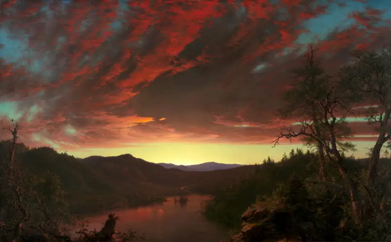 Frederic Edwin Church Sunset Landscape - Twilight in the Wilderness